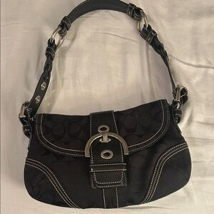 Coach Black Shoulder Bag with Silver Accents